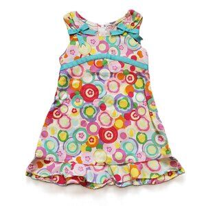 Bonnie Jean Dress 2/2T Multi bright Color Circle teal trim Spring easter